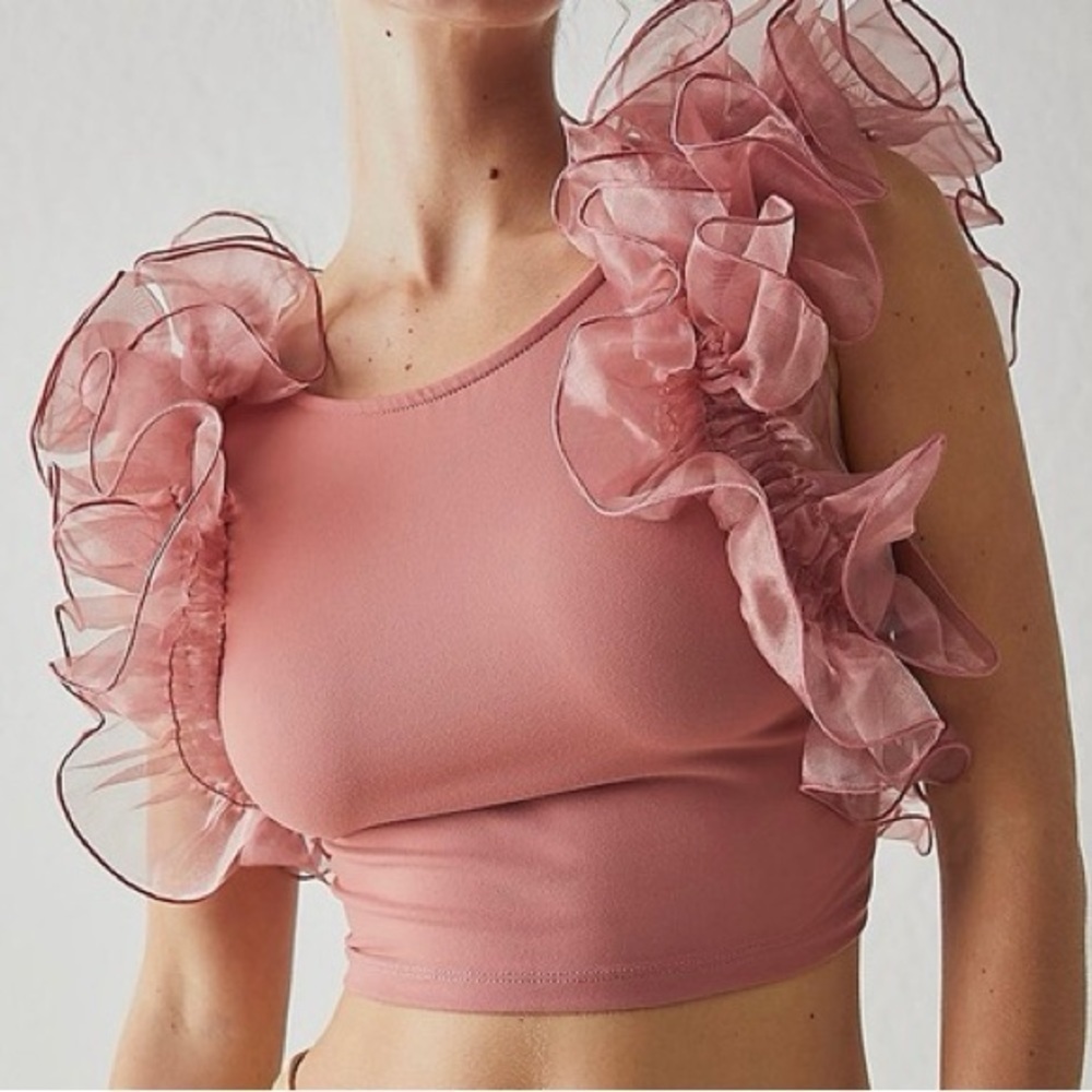 Intimately by Free People Pink House Party Crop Top sz M
